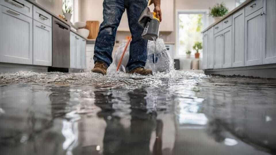 Emergency water removal from a flooded Dallas kitchen