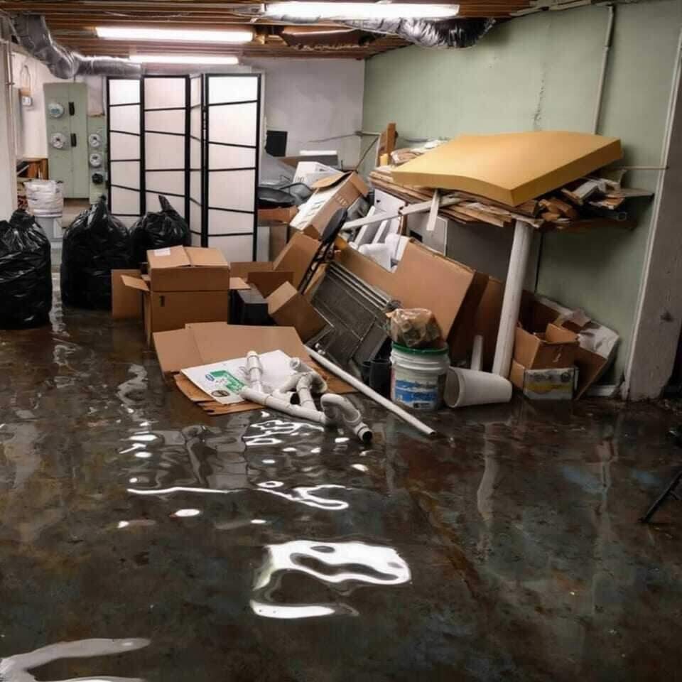Category 3 sewage backup flooding a Dallas basement