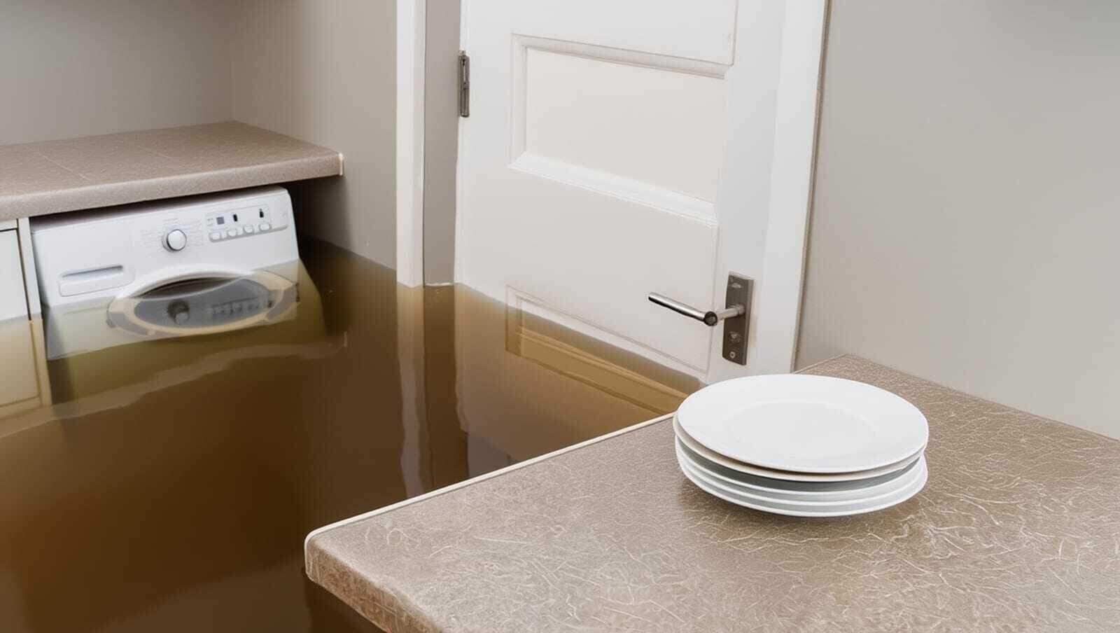 Standing water across a flooded floor in a Dallas, TX home before extraction
