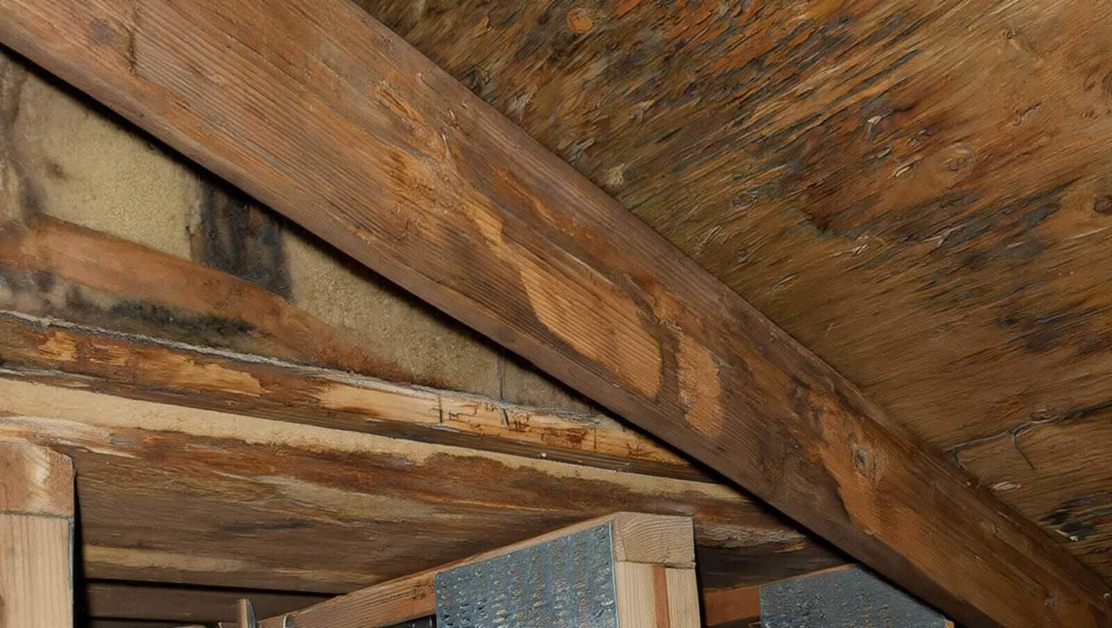 Air movers and a dehumidifier drying a ceiling and attic after a roof leak in a Dallas, TX home